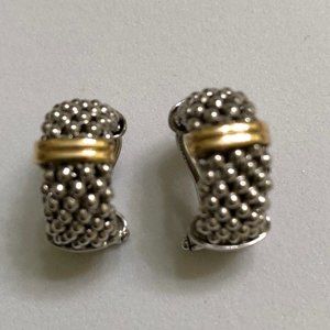 lagos  GOLD/SILVER CAVIAR OMEGA BACK HOOPS